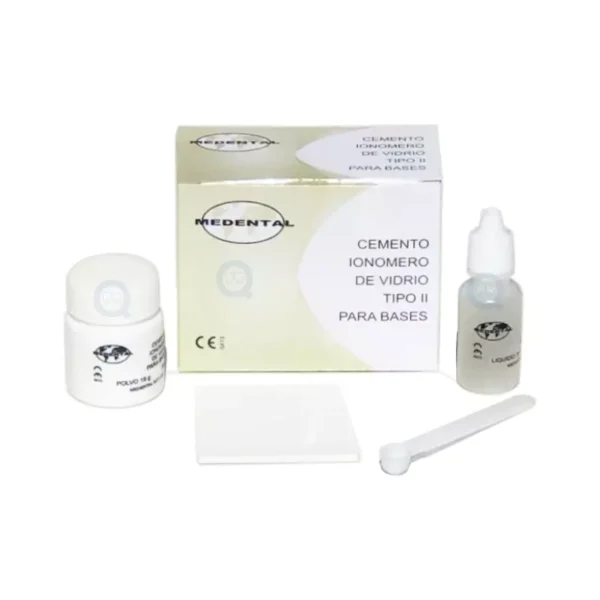 Ionómero de Vidrio Tipo II para Bases 15 gr y 15 ml Medental (1)